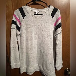 Gray Sweatshirt with Black and Pink Accents